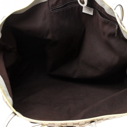 Pre Owned Gucci Beige/Yellow GG Canvas and Patent Leather Oversize Guccioli Oliver Embroidery Tote