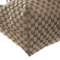 Pre Owned Gucci Beige/Yellow GG Canvas and Patent Leather Oversize Guccioli Oliver Embroidery Tote