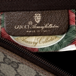 Pre Owned Gucci Beige/Brown GG Supreme Canvas Cosmetic Clutch