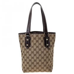 مملوكة مسبقًا Gucci Beige/Brown Mushroom Embroidered GG Canvas Tote