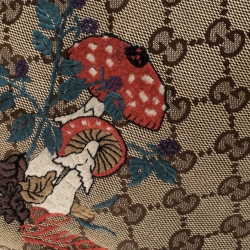 مملوكة مسبقًا Gucci Beige/Brown Mushroom Embroidered GG Canvas Tote
