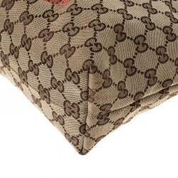 مملوكة مسبقًا Gucci Beige/Brown Mushroom Embroidered GG Canvas Tote
