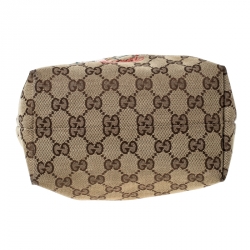 مملوكة مسبقًا Gucci Beige/Brown Mushroom Embroidered GG Canvas Tote