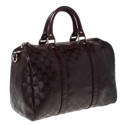 Pre Owned حقيبة غوتشي جوي بوسطن متوسطة ك انفاس كريستال GG عنابية