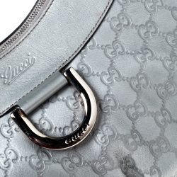 مملوكة مسبقًا Gucci Silver Guccissima Leather Large D Ring Hobo