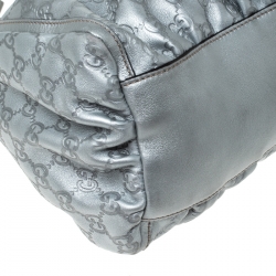 مملوكة مسبقًا Gucci Silver Guccissima Leather Large D Ring Hobo
