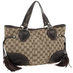 مملوكة مسبقًا حقيبة يد توت غوتشي GG تريبيكا إبوني بني متوسطة