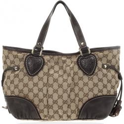 مملوكة مسبقًا حقيبة يد توت غوتشي GG تريبيكا إبوني بني متوسطة