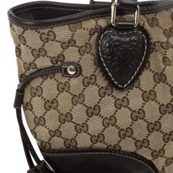 مملوكة مسبقًا حقيبة يد توت غوتشي GG تريبيكا إبوني بني متوسطة