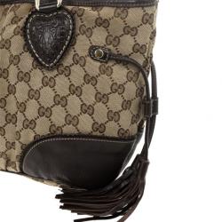 مملوكة مسبقًا حقيبة يد توت غوتشي GG تريبيكا إبوني بني متوسطة