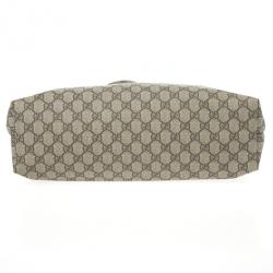 Pre Owned Gucci Beige Coated Canvas Web Loop Tote