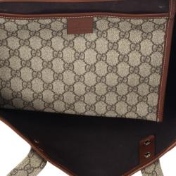 Pre Owned Gucci Beige Coated Canvas Web Loop Tote