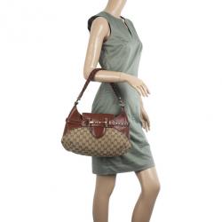 Pre Owned Gucci Signature Horsebit Monogram and Leather Hobo