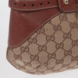 Pre Owned Gucci Signature Horsebit Monogram and Leather Hobo
