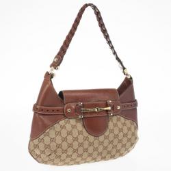 Pre Owned Gucci Signature Horsebit Monogram and Leather Hobo