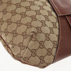 Pre Owned Gucci Signature Horsebit Monogram and Leather Hobo