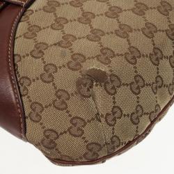 Pre Owned Gucci Signature Horsebit Monogram and Leather Hobo