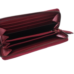 Gucci Red Leather GG Marmont Zip Around Wallet