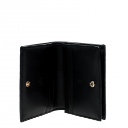 Pre Owned Gucci Black Guccissima Leather Bow Bifold Wallet