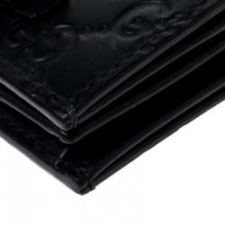 Pre Owned Gucci Black Guccissima Leather Bow Bifold Wallet