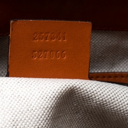 Pre Owned حقيبة غوتشي ويب تريشر كبيرة جلد وكانفاس برتقالية/بيج GG و جلد