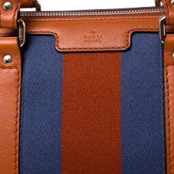 Pre Owned حقيبة غوتشي ويب تريشر كبيرة جلد وكانفاس برتقالية/بيج GG و جلد