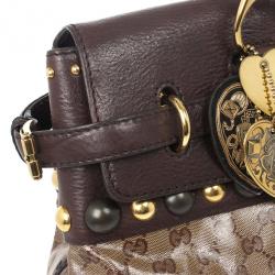 Pre Owned Gucci GG Babouska Crystal Leather Flap Satchel