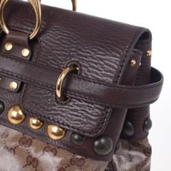 Pre Owned Gucci GG Babouska Crystal Leather Flap Satchel