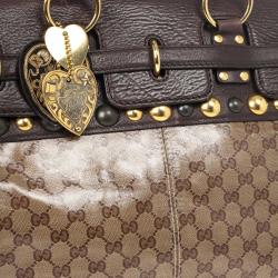 Pre Owned Gucci GG Babouska Crystal Leather Flap Satchel