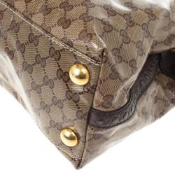 Pre Owned Gucci GG Babouska Crystal Leather Flap Satchel