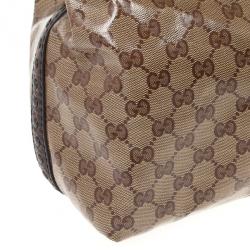 Pre Owned Gucci GG Babouska Crystal Leather Flap Satchel