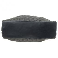 Pre Owned Gucci Denim Bag With Wooden Bamboo