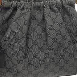 Pre Owned Gucci Denim Bag With Wooden Bamboo