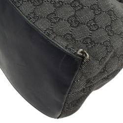Pre Owned Gucci Denim Bag With Wooden Bamboo