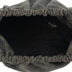 Pre Owned Gucci Denim Bag With Wooden Bamboo