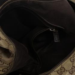 Pre Owned Gucci Navy Beige GG Canvas Medium Horsebit Hobo 