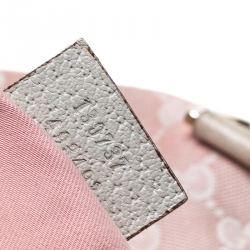 Pre Owned Gucci Pink/Cream GG Canvas and Leather Abbey D Ring Hobo