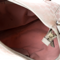 Pre Owned Gucci Pink/Cream GG Canvas and Leather Abbey D Ring Hobo