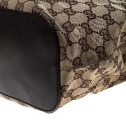 Pre Owned Gucci Beige/Brown GG Canvas and Leather Hobo 