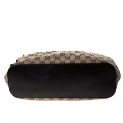Pre Owned Gucci Beige/Brown GG Canvas and Leather Hobo 