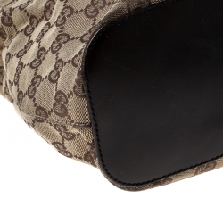 Pre Owned Gucci Beige/Brown GG Canvas and Leather Hobo 