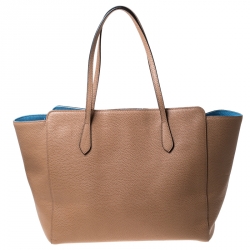 Pre Owned حقيبة يد غوتشي شوبر سوينغ كبيرة جلد بيج