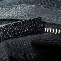 Pre Owned Gucci Black GG Canvas and Leather D Ring Abbey Hobo