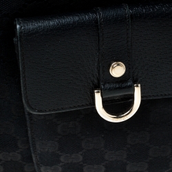 Pre Owned Gucci Black GG Canvas and Leather D Ring Abbey Hobo