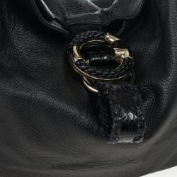 مملوكة مسبقًا Gucci Black Leather Braided Handle Large Hobo