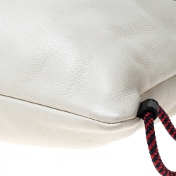 Pre Owned Gucci Cream Drawstring Print Leather Backpack