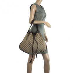 Pre Owned Gucci Monogram GG ‘Interlocking Icon’ Drawstring Shoulder Bag