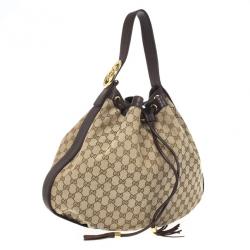 Pre Owned Gucci Monogram GG ‘Interlocking Icon’ Drawstring Shoulder Bag