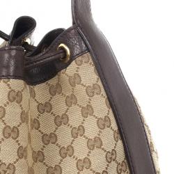 Pre Owned Gucci Monogram GG ‘Interlocking Icon’ Drawstring Shoulder Bag