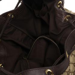 Pre Owned Gucci Monogram GG ‘Interlocking Icon’ Drawstring Shoulder Bag